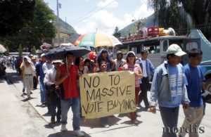 BONTOC PROTEST. Like many towns in the country, people of Mt. Province march to the capitol to air their grievance against the conduct of the last election. Photo courtesy of CPA-MP