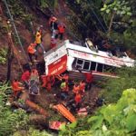 Mini-bus falls into ravine