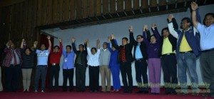 SAME FACES AFTER ALL. Familiar names with known reputation dominate Baguio politics. Here, Comelec Assistant Regional Director Reddy Balarbar declare the winners at the Baguio Convention Center. Photo by Aldwin Quitasol