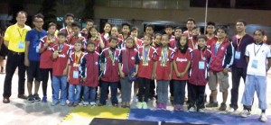 BAGUIO PRIDE. Baguio Wushu Team poses for posterity after the awarding ceremony of the Batang Pinoy 2014 in Bacolod City last  December 12. The team is bringing home 11 gold medals, seven silvers and 3 bronzes.  Photo by Aldwin Quitasol