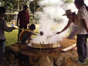 ON THE PROCESS. Cooking the enampetak to be powderized as it cools down. Photo courtesy of MRDC