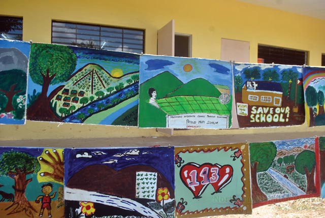 SOCIAL REALISM. Art works of Lumad grade school children depicting their dreams and aspiration. Photo by Jude Baggo