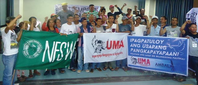 COLLECTIVE ACTION. Sugarcane farm workers from Luzon, Visayas and Mindanao in Quezon City converged on August 30 to 31 to reiterate their demand for genuine agrarian reform. Photo courtesy of Danggayan-CV
